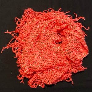✨Neon orange/red infinity scarf with sequins and fringe 🆕